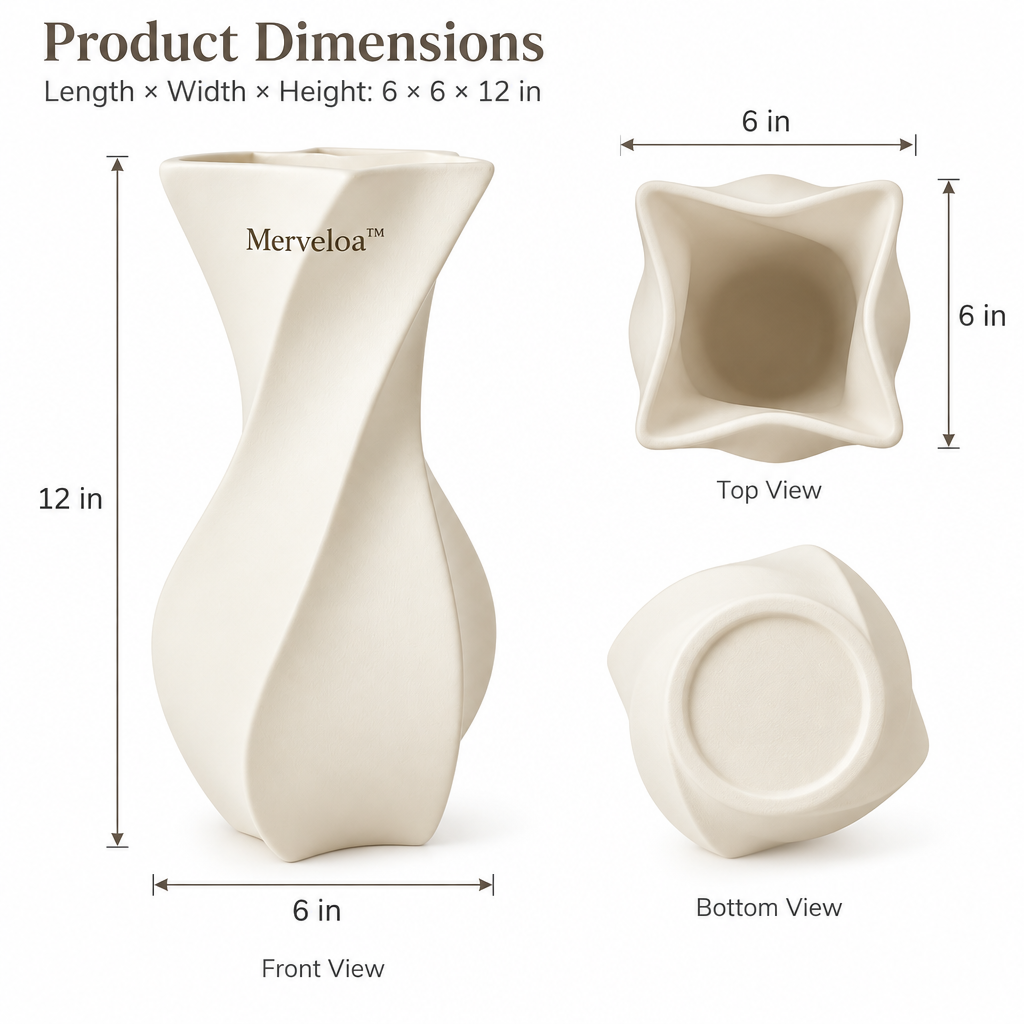 Merveloa™ Sculptural Twist Ceramic Vase – Modern Matte Home Decor