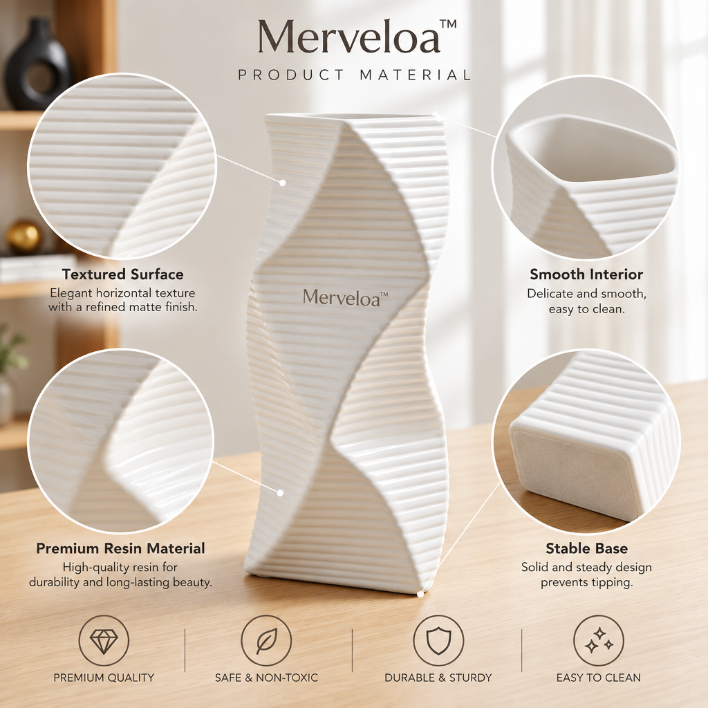 Merveloa™ Modern Sculptural Textured Vase – Contemporary Home Decor
