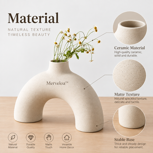Merveloa™ Modern Sculptural Arch Ceramic Vase – Matte Speckled Home Decor