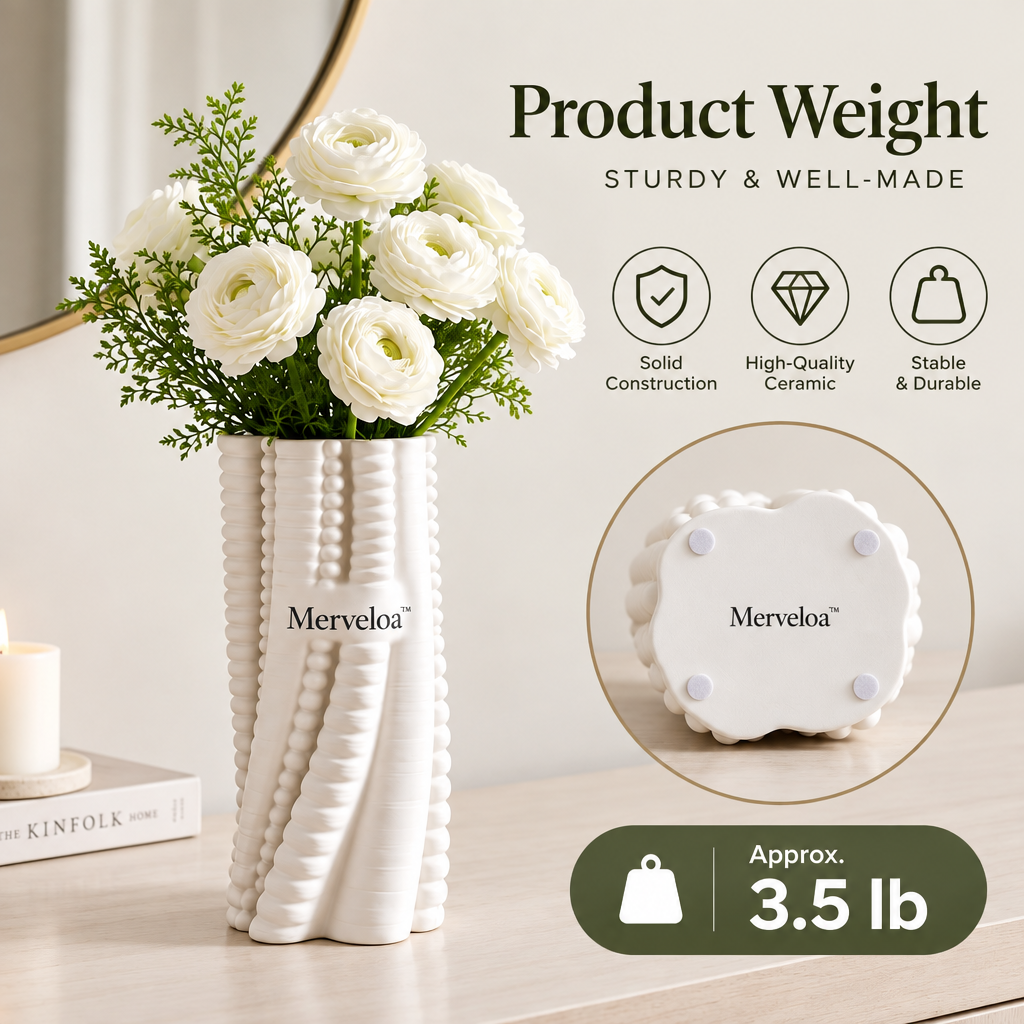 Merveloa™ Textured Ceramic Vase – Sculptural Modern Home Decor