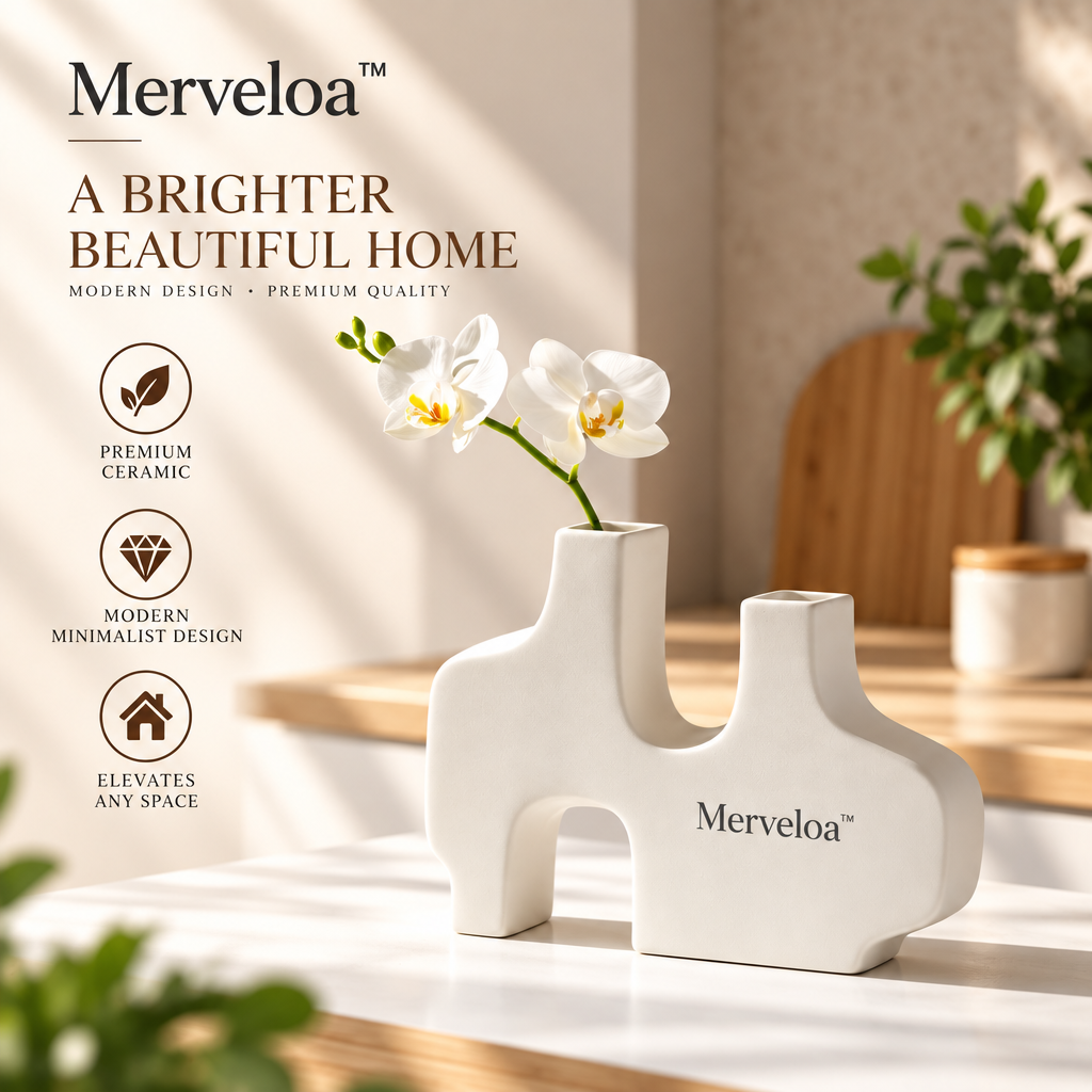 Merveloa™ Sculptural Decorative Vase – Modern Artistic Home Accent