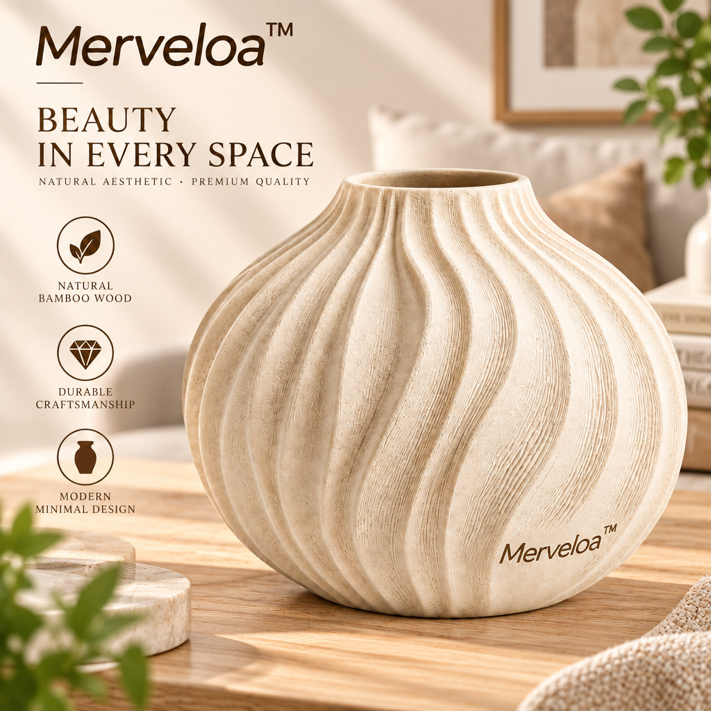 Merveloa™ Wavy Textured Ceramic Vase – Organic Modern Home Decor