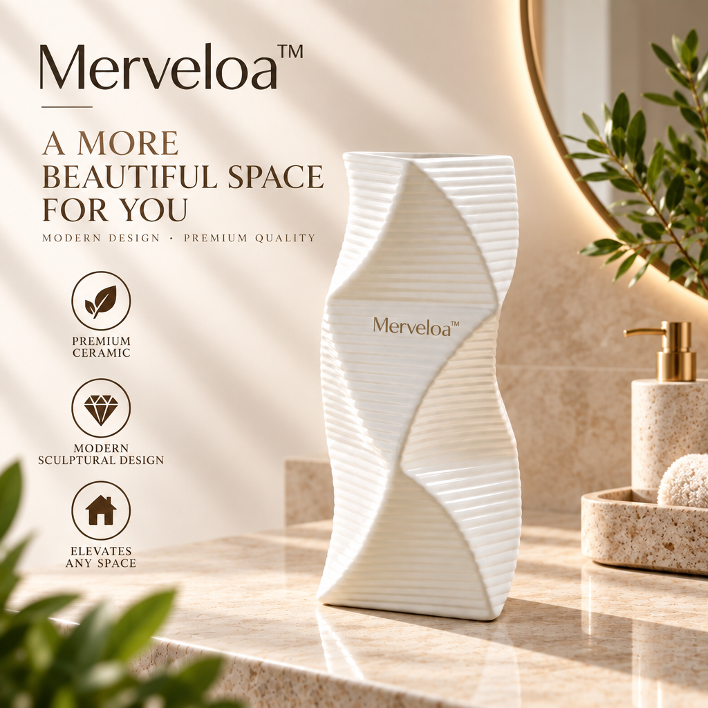 Merveloa™ Modern Sculptural Textured Vase – Contemporary Home Decor