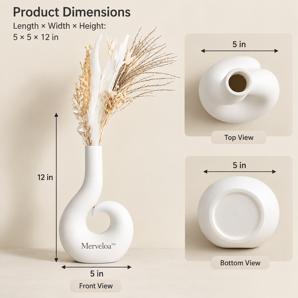 Merveloa™ Modern Sculptural Vase – Minimalist Artistic Home Decor