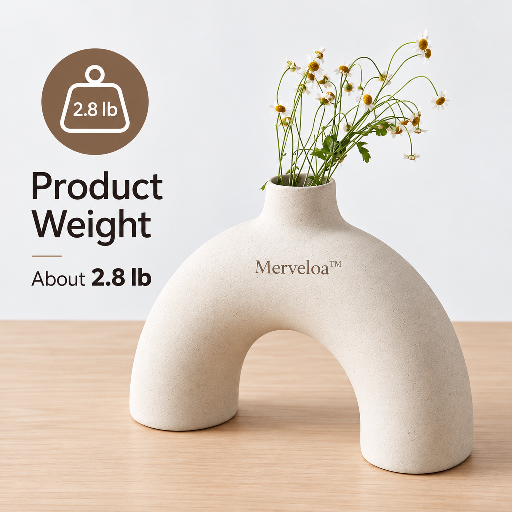 Merveloa™ Modern Sculptural Arch Ceramic Vase – Matte Speckled Home Decor