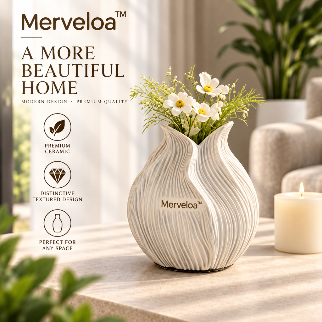 Merveloa™ Ripple Bloom Ceramic Vase
