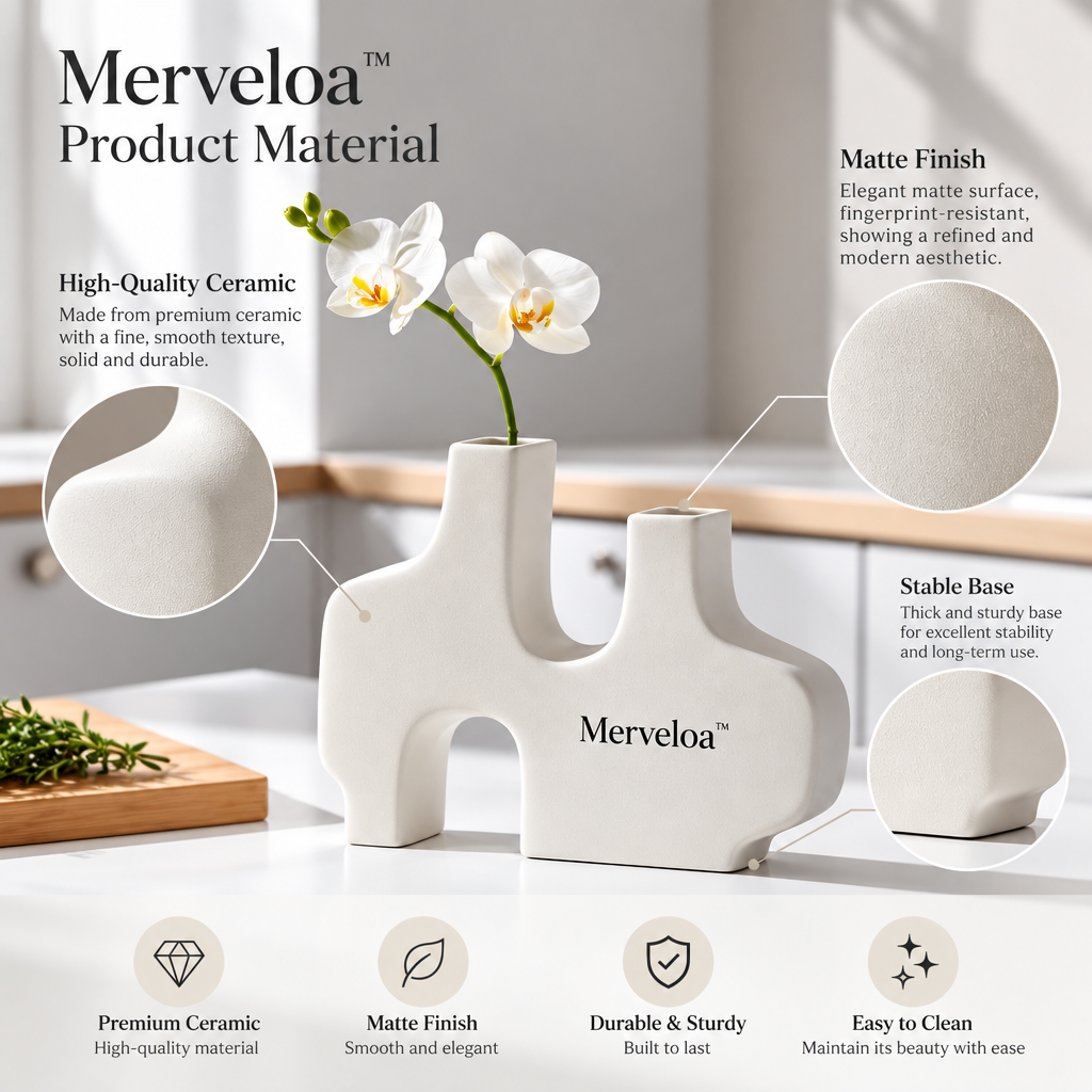 Merveloa™ Sculptural Decorative Vase – Modern Artistic Home Accent
