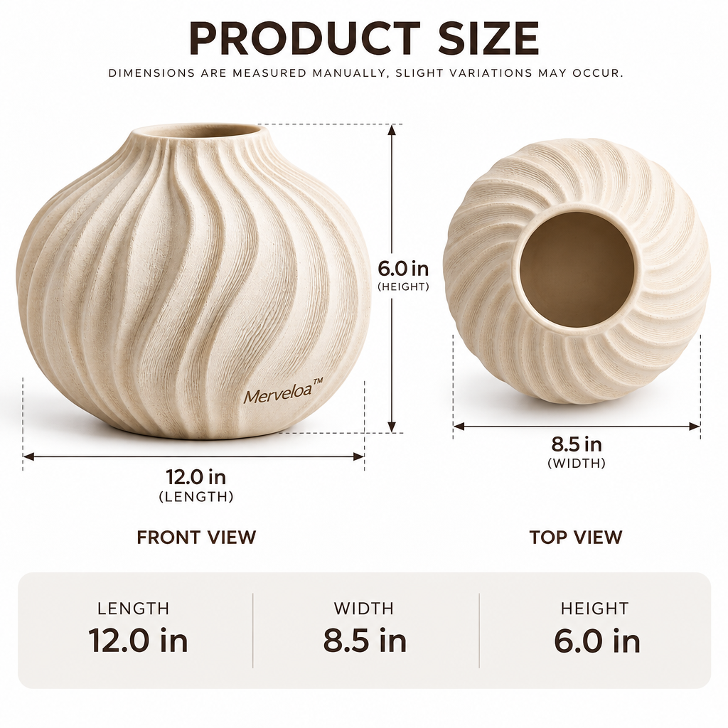 Merveloa™ Wavy Textured Ceramic Vase – Organic Modern Home Decor