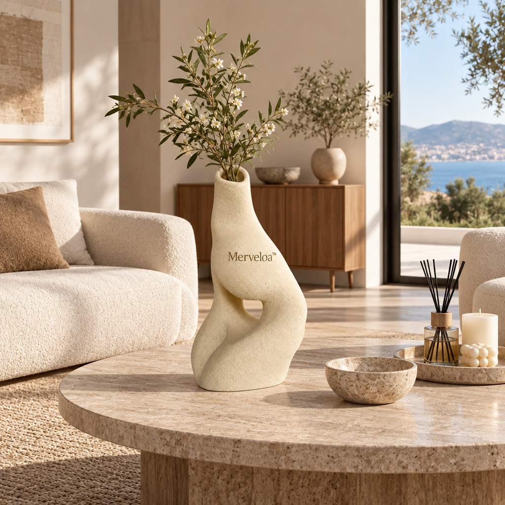 Merveloa™ Sculptural Ceramic Vase – Organic Modern Decorative Accent