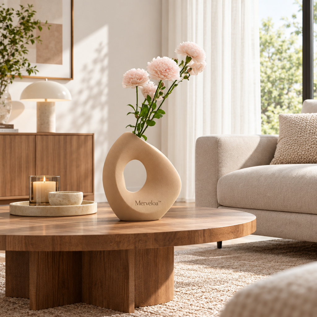 Merveloa™ Sculptural Hollow Ceramic Vase – Modern Minimalist Home Decor