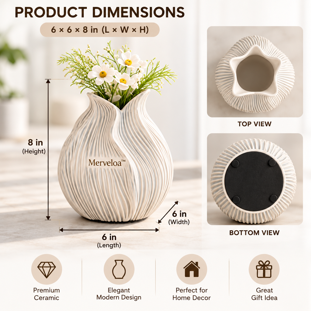 Merveloa™ Ripple Bloom Ceramic Vase