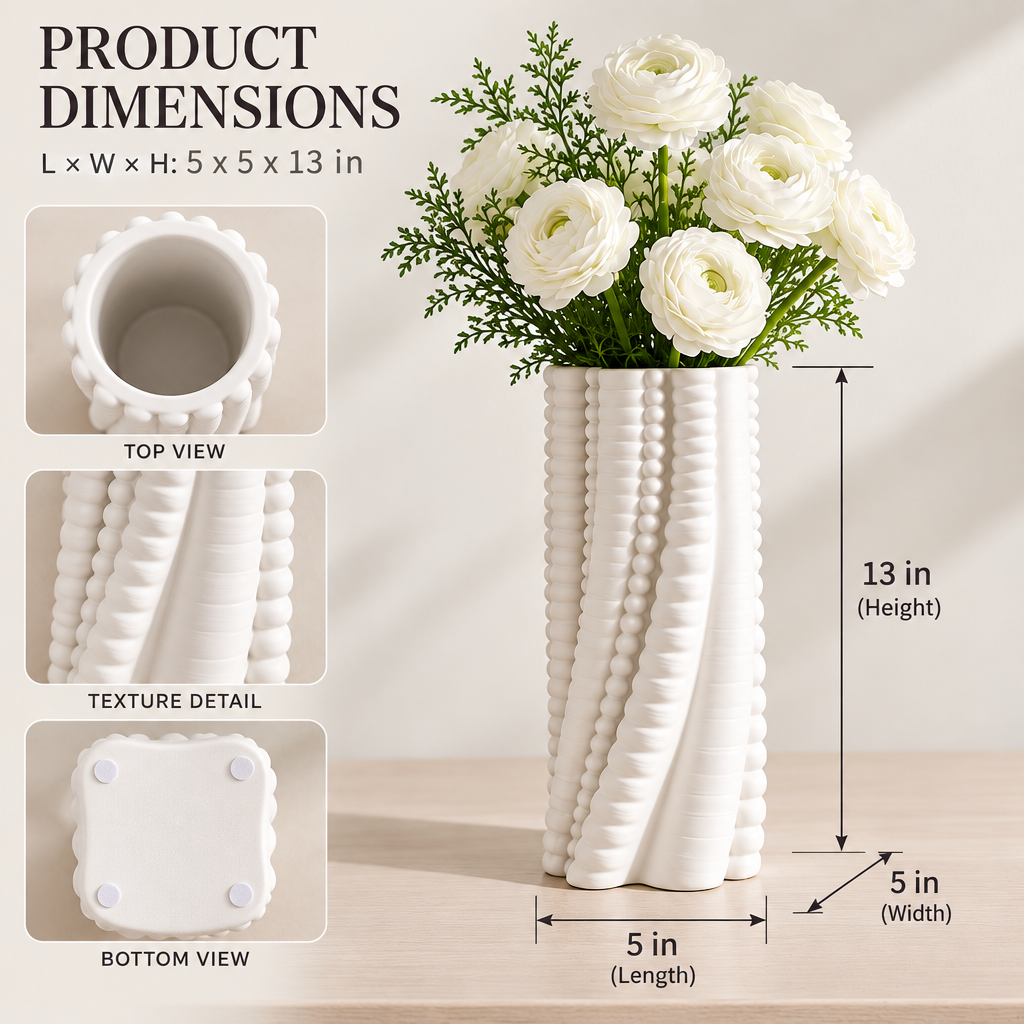 Merveloa™ Textured Ceramic Vase – Sculptural Modern Home Decor