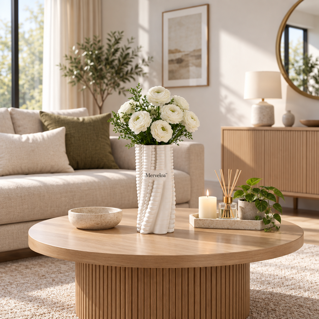 Merveloa™ Textured Ceramic Vase – Sculptural Modern Home Decor