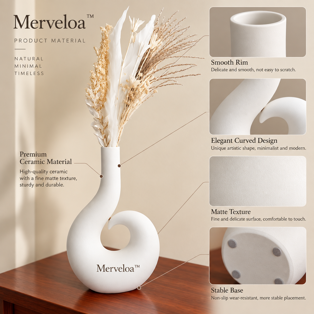 Merveloa™ Modern Sculptural Vase – Minimalist Artistic Home Decor