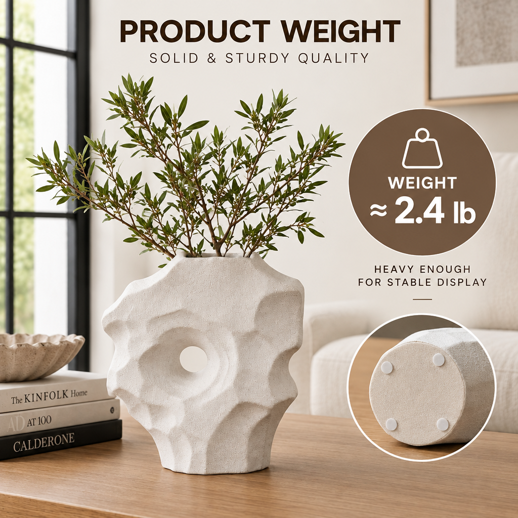 Merveloa™ Organic Sculptural Stone-Look Vase – Modern Home Decor