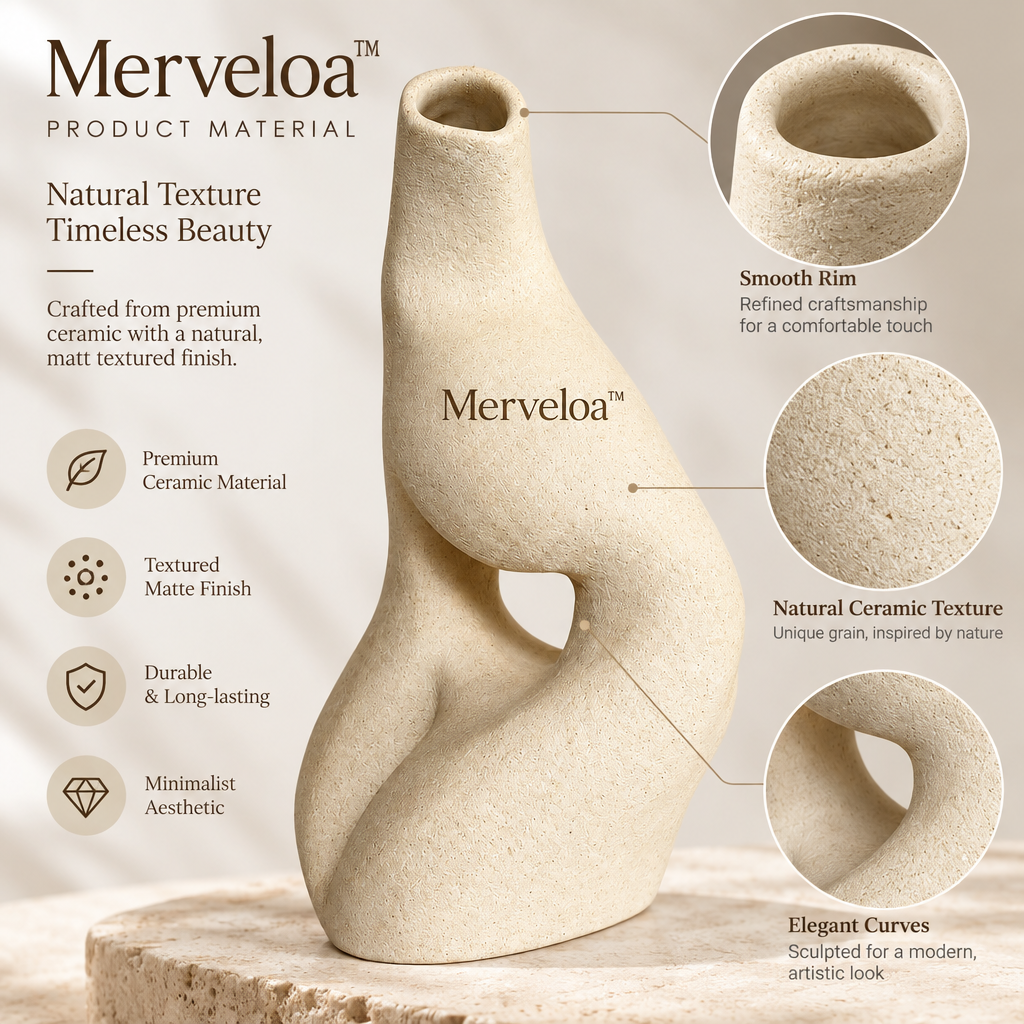 Merveloa™ Sculptural Ceramic Vase – Organic Modern Decorative Accent